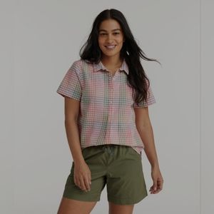 L.L. Bean Vacationland Seersucker Short-Sleeve Popover Plaid